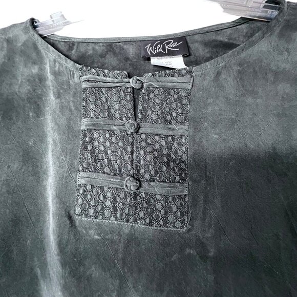 Vtg Wild Rose Midi Maxi Skirt Set 2 piece Womens 14 Gray Boho Rayon Textured USA - Picture 4 of 16